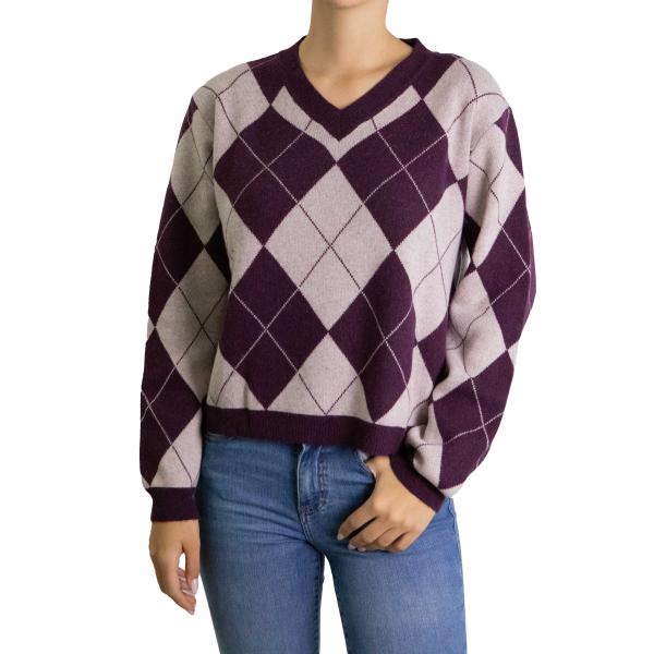 Maglione fantasia scollo a V